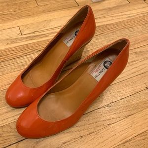 Lanvin espadrilles wedge patent leather